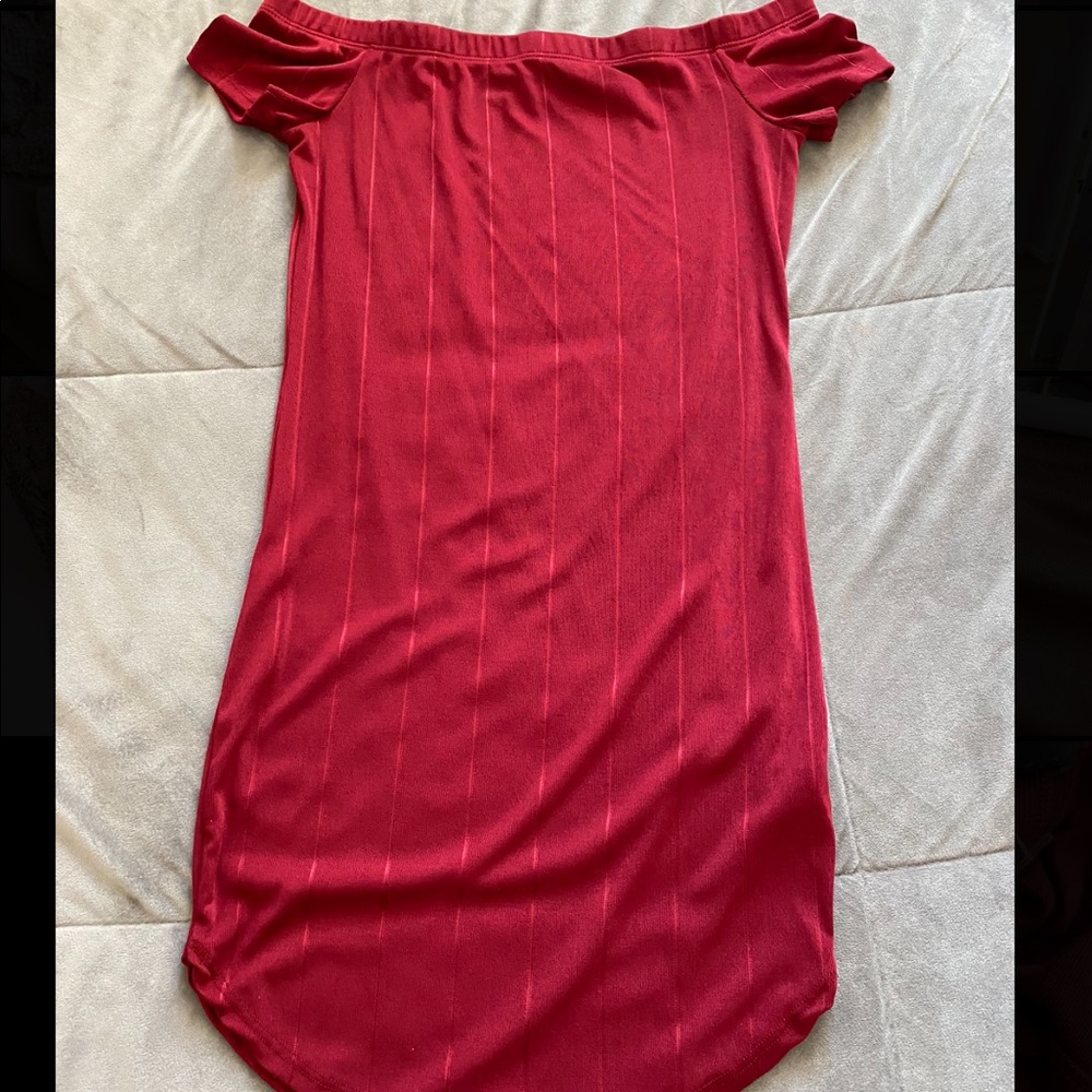 Red off the shoulder dress